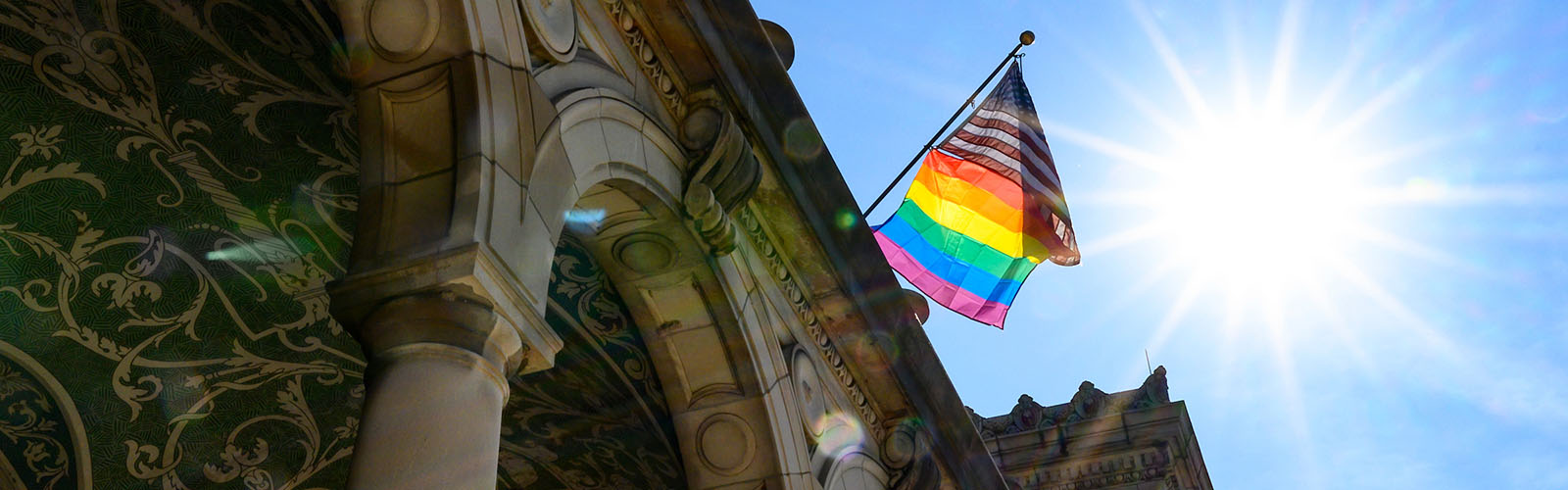 Memorial Union flies a Pride Flag, June 2019
