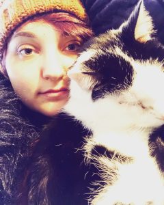 Lyddia with her cat.