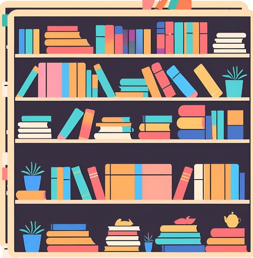 colorful bookshelf