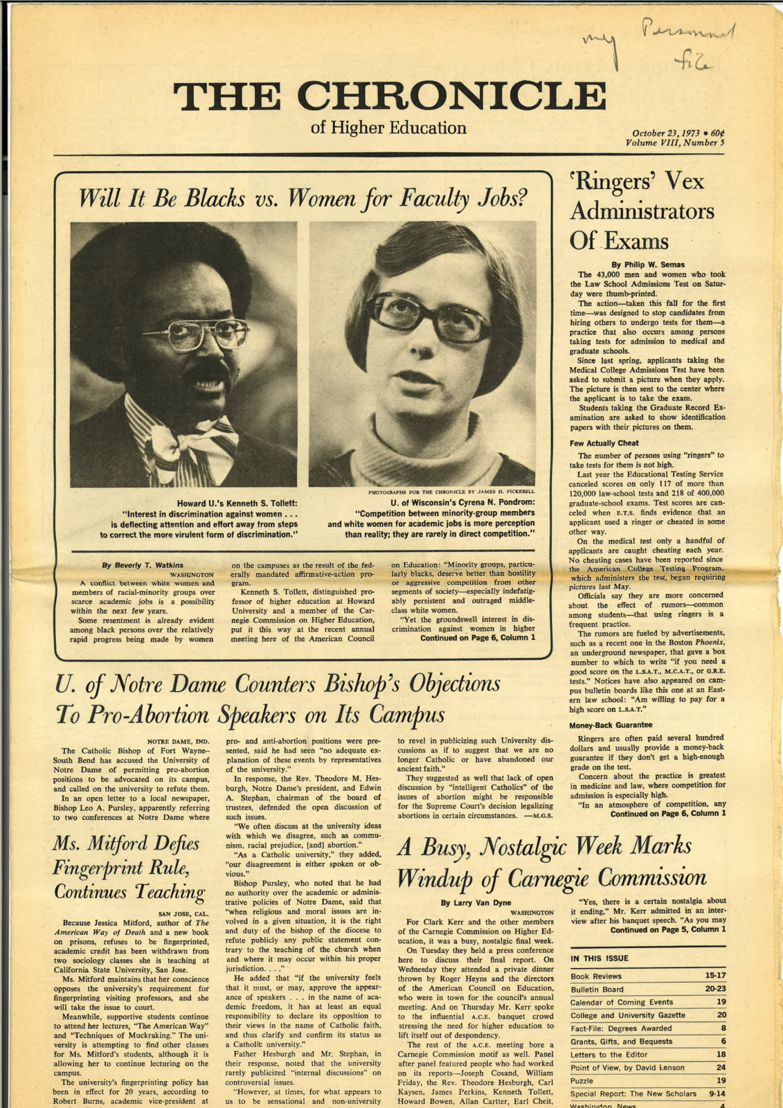 Article from 1973 from The Chronicle of Higher Education