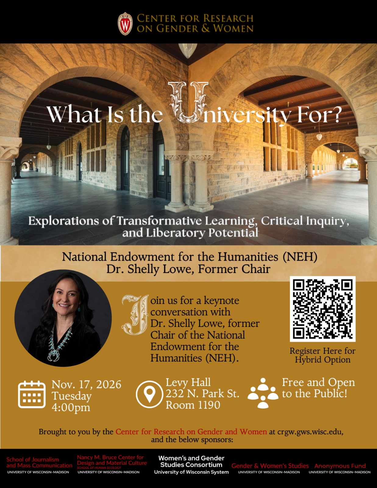 Flyer for CRGW event with speaker Shelly Lowe